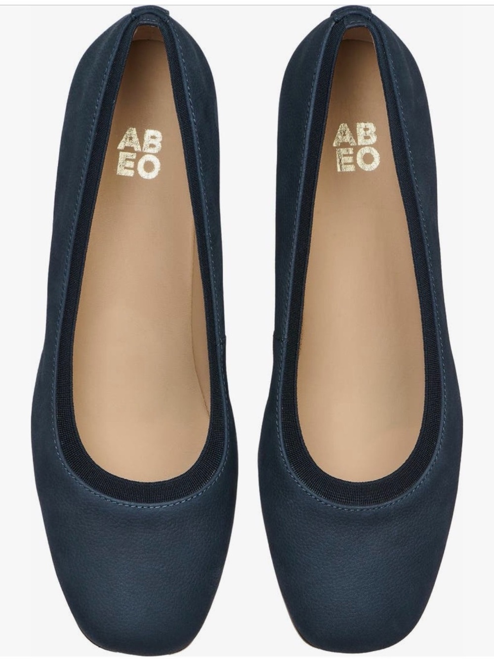 👠 ABEO Cadence Ballet Flats Navy Leather Hidden Wedge Orthotic Size 5 - NWOT